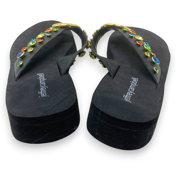 NEW Jeffrey Campbell Iconics Multicolor Jeweled Thong Flip Flop Sandals Sz 8 - Picture 5 of 7
